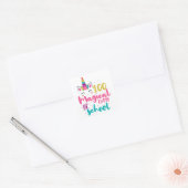 Cute Unicorn 100 magische schooldagen Vierkante Sticker (Envelop)
