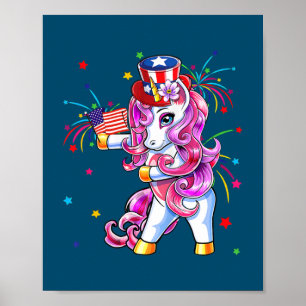 Cute Unicorn 4 juli meisjes Kinder vrouwen Poster