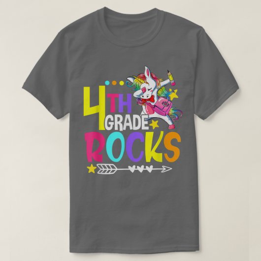 Cute Unicorn 4e grade Rocks Funny First Day Back T-shirt (Design voorkant)