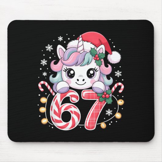 Cute Unicorn 67 Christmas Meme Six Seven Christmas Muismat (Voorkant)