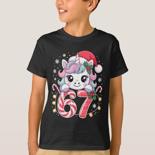 Cute Unicorn 67 Christmas Meme Six Seven Christmas T-shirt (Voorkant)
