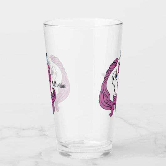 Cute Unicorn, aangepast naamglas Glas (Rechts)