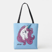 Cute Unicorn aangepaste monogram en kleurenzakken Tote Bag (Achterkant)