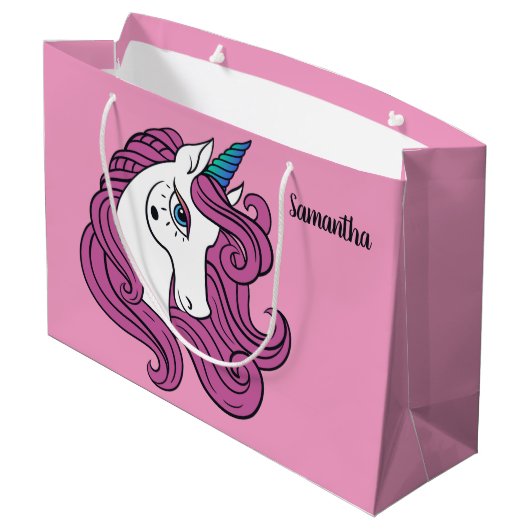 Cute Unicorn, aangepaste naam en cadeautas voor kl (Achterkant Gekanteld)