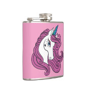 Cute Unicorn, aangepaste naam en kleurenkolf Heupfles (Rechts)