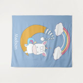 Cute Unicorn, aangepaste naam en kleurtapestries Wandkleed (Voorkant (horizontaal))
