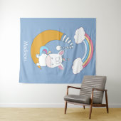 Cute Unicorn, aangepaste naam en kleurtapestries Wandkleed (In Situ (horizontaal))