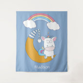 Cute Unicorn, aangepaste naam en kleurtapestries Wandkleed (Voorkant)