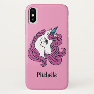 Cute Unicorn, aangepaste naam en telefoongesprekke Case-Mate iPhone Case
