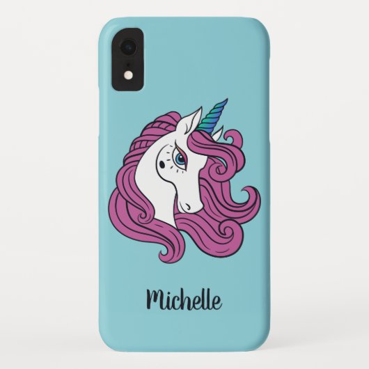 Cute Unicorn, aangepaste naam en telefoongesprekke Case-Mate iPhone Case (Achterkant)