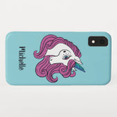Cute Unicorn, aangepaste naam en telefoongesprekke Case-Mate iPhone Case (Achterkant (horizontaal))