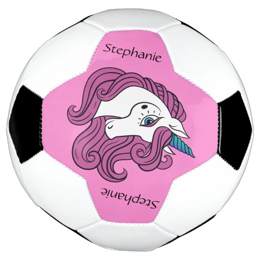 Cute Unicorn, aangepaste naam en voetbal kleur (Gedraaid)