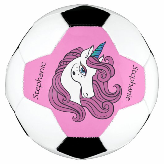 Cute Unicorn, aangepaste naam en voetbal kleur (Voorkant)