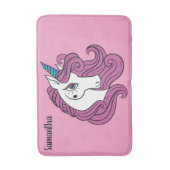 Cute Unicorn aangepaste naam & kleurbadmatten Badmat (Voorkant Verticaal)