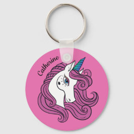 Cute Unicorn aangepaste naam & kleurenkleutketens Sleutelhanger