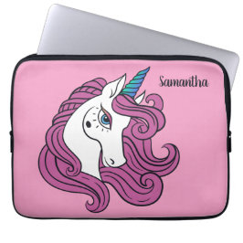 Cute Unicorn, aangepaste naam & laptophoezen voor  Laptop Sleeve