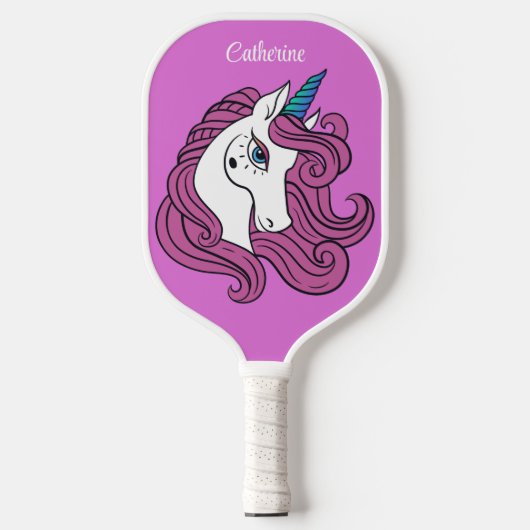 Cute Unicorn, aangepaste naam Pickleball Paddle (Voorkant)