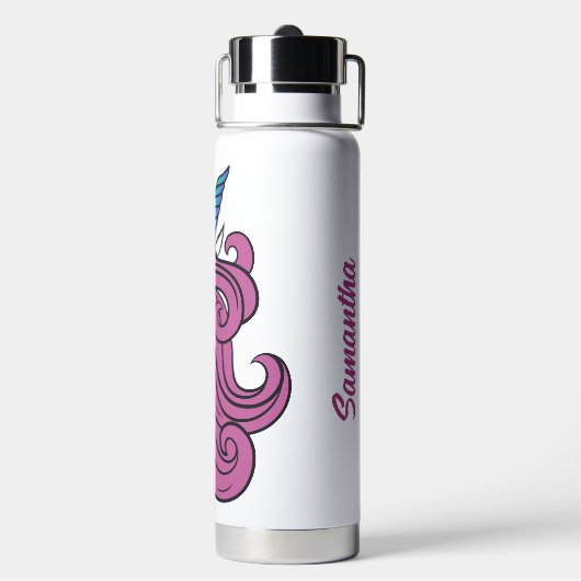Cute Unicorn, aangepaste naam Waterfles (Achterkant)