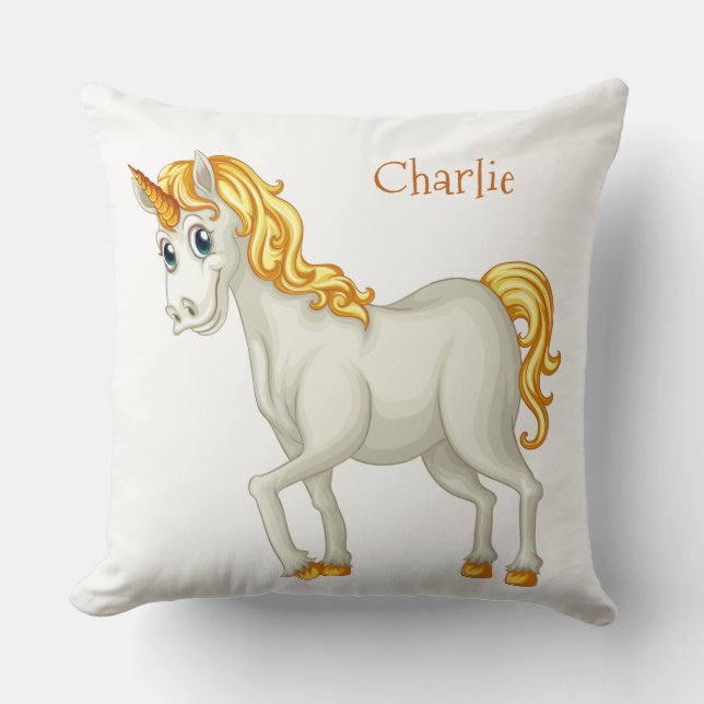 Cute Unicorn aangepaste naam werpt kussens (Voorkant)