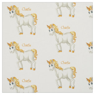 Cute Unicorn aangepaste naamstof Stof