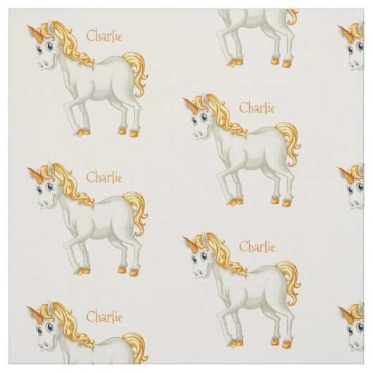 Cute Unicorn aangepaste naamstof Stof (Swatch)