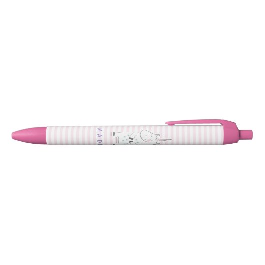 Cute Unicorn - Aangepaste roze gestripte Kinderen Zwarte Inkt Pen (Bovenkant)