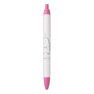 Cute Unicorn - Aangepaste roze gestripte Kinderen Zwarte Inkt Pen
