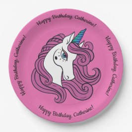 Cute Unicorn aangepaste tekst en borden voor kleur Papieren Bordje