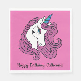 Cute Unicorn aangepaste tekst en inlegluiers voor  Servet
