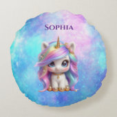 Cute Unicorn Accent Pillow Rond Kussen (Achterkant)