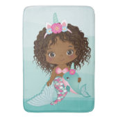 Cute Unicorn African American Mermaid Bath Mat (Voorkant Verticaal)