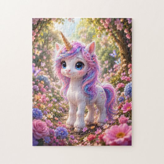 Cute Unicorn Among Flowers Jigsaw Puzzle Legpuzzel (Verticaal)