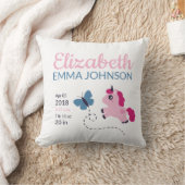 Cute Unicorn Baby Birth Stats Kussen (Deken)