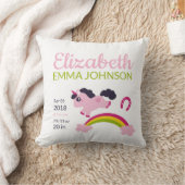Cute Unicorn Baby Birth Stats Kussen (Deken)