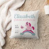 Cute Unicorn Baby Birth Stats Kussen (Deken)