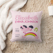 Cute Unicorn Baby Birth Stats Kussen (Deken)