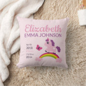 Cute Unicorn Baby Birth Stats Kussen (Deken)