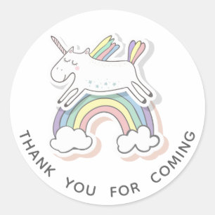 Cute unicorn. Baby meisje. Bedankt voor je komst Ronde Sticker