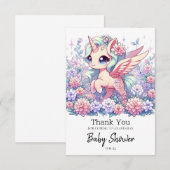 Cute Unicorn Baby shower Bedankkaart (Voorkant / Achterkant)