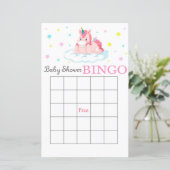 Cute Unicorn baby shower bingo card (Staand voorkant)