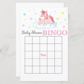 Cute Unicorn baby shower bingo card (Voorkant / Achterkant)
