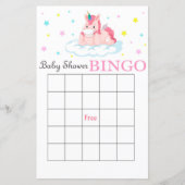 Cute Unicorn baby shower bingo card (Voorkant)