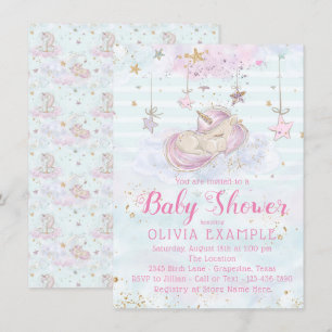Cute Unicorn Baby Shower Invitations Kaart