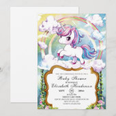 Cute Unicorn Baby shower Kaart (Voorkant / Achterkant)