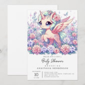Cute Unicorn Baby shower Kaart (Voorkant / Achterkant)