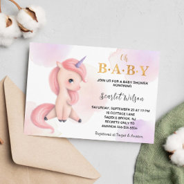 Cute Unicorn Baby shower Waterverf Kaart