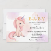 Cute Unicorn Baby shower Waterverf Kaart (Voorkant)