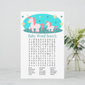 Cute Unicorn Baby shower Word Search Game (Staand voorkant)