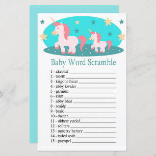Cute Unicorn Baby word scramble game