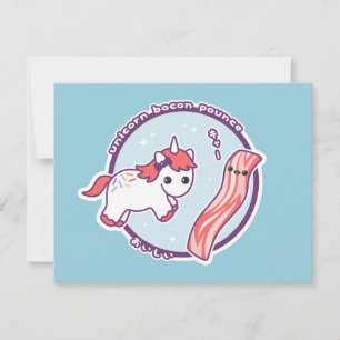 Cute Unicorn Bacon Birthday Party Kaart